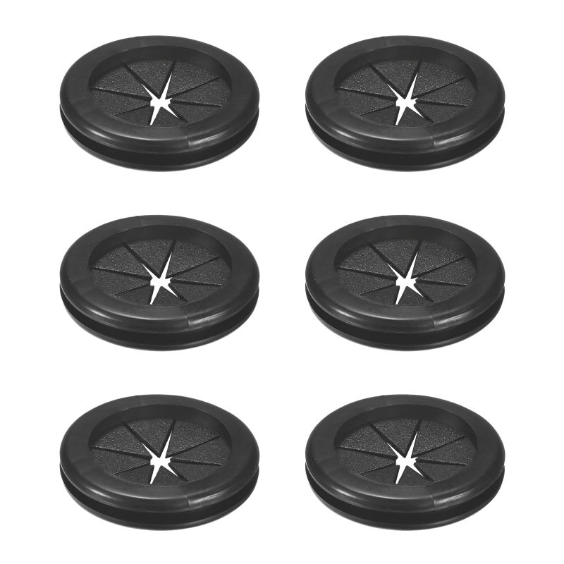 M METERXITY 6-Pack Rubber Grommets for Wiring 38mm Desk Grommet Double-Sided Flexible Cable Cord Grommet Desk Hole Cover for Cables/Wires Through Protection [Black, Petal-Shaped] - Image 1